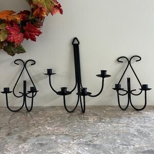 Set of 3 Retro Metal Candlestick Holders